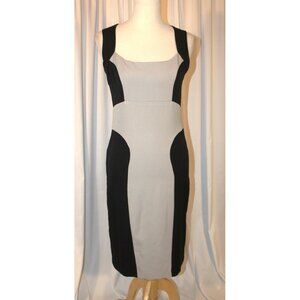 LRK size 6 Beige & Black Sheath Tank Dress Sleeveless Fitted Slimming